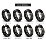 font options for inside engraving on black & gray flaming wheel rings