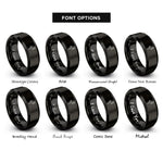 font options for inside engraving on black flamingo rings