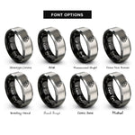 font options for inside engraving on black & grey flammable rings