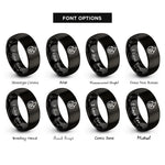 font options for inside engraving on black flammable rings