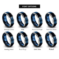 font options for inside engraving on blue & grey flammable rings