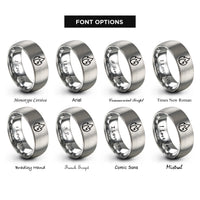 font options for inside engraving on silver flammable rings