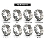 font options for inside engraving on grey flammable rings