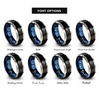 font options for inside engraving on black & blue & gray flammable hazard rings