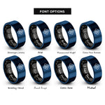 font options for inside engraving on black & blue flammable hazard rings