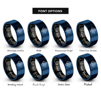 font options for inside engraving on black & blue flammable hazard rings