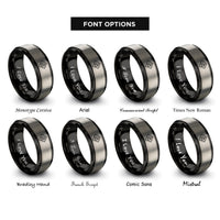 font options for inside engraving on black & silver flammable hazard rings