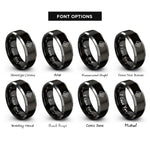 font options for inside engraving on black & gray flammable hazard rings