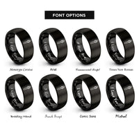 font options for inside engraving on black flare stick rings