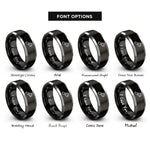 font options for inside engraving on black & silver flashlight rings