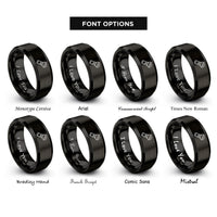 font options for inside engraving on black flashlight rings