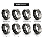font options for inside engraving on black & silver flat four boxer rings