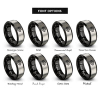 font options for inside engraving on black & grey flat four boxer rings