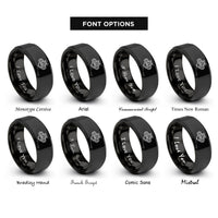 font options for inside engraving on black flat four boxer rings