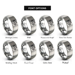 font options for inside engraving on gray flat four boxer rings