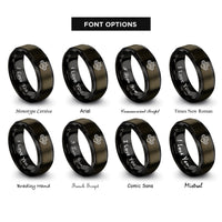 font options for inside engraving on gunmetal & black flat four boxer rings