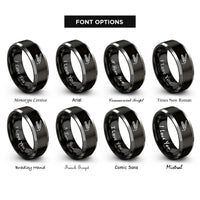 font options for inside engraving on black & grey flat iron rings