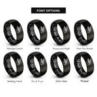 font options for inside engraving on black flat iron rings
