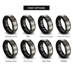 font options for inside engraving on black & grey flat symbol rings