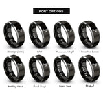 font options for inside engraving on black & silver flat symbol rings