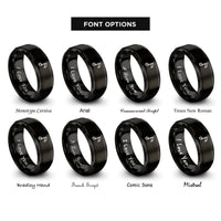 font options for inside engraving on black flat symbol rings