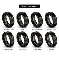 font options for inside engraving on black flat symbol rings