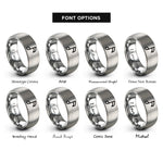 font options for inside engraving on grey flat symbol rings