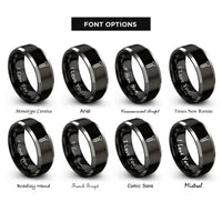 font options for inside engraving on black & grey flathead screw rings