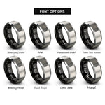 font options for inside engraving on black & silver flathead screw rings