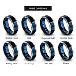 font options for inside engraving on blue & gray flathead screw rings