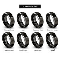 font options for inside engraving on black & silver flathead screwdriver rings