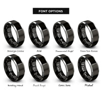 font options for inside engraving on black & gray flathead screwdriver rings
