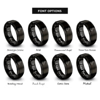 font options for inside engraving on black flemish giant rings