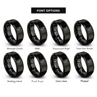 font options for inside engraving on black flemish giant rings