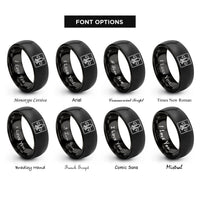 font options for inside engraving on black fleur de lis border rings