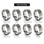 font options for inside engraving on silver fleur de lis border rings