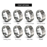 font options for inside engraving on silver fleur de lis border rings