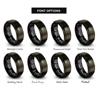 font options for inside engraving on gunmetal & black fleur de lis border rings