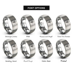 font options for inside engraving on grey fleur de lis cross rings