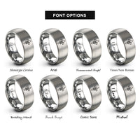 font options for inside engraving on grey fleur de lis cross rings