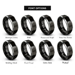 font options for inside engraving on black & silver flight attendant icon rings