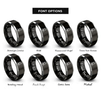 font options for inside engraving on black & silver flight attendant icon rings
