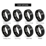 font options for inside engraving on black flight attendant icon rings