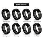font options for inside engraving on black flight attendant icon rings