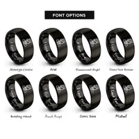 font options for inside engraving on black flight attendant icon rings