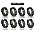 font options for inside engraving on black & silver flight attendant silhouette rings