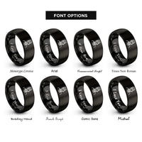 font options for inside engraving on black flight attendant silhouette rings