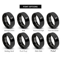 font options for inside engraving on black flight attendant silhouette rings