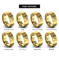 font options for inside engraving on gold flight path heart rings