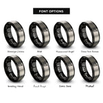 font options for inside engraving on black & gray flight path over globe rings